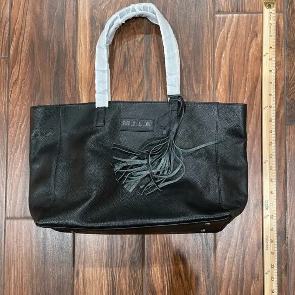 M.I.L.A. Luxury‎ Leather Tote Bag Black Quiet Luxury Career Minimalist Capsule